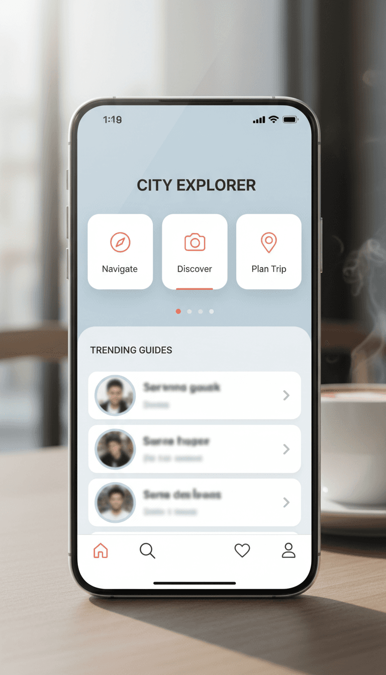 Interface de aplicativo móvel em desenvolvimento