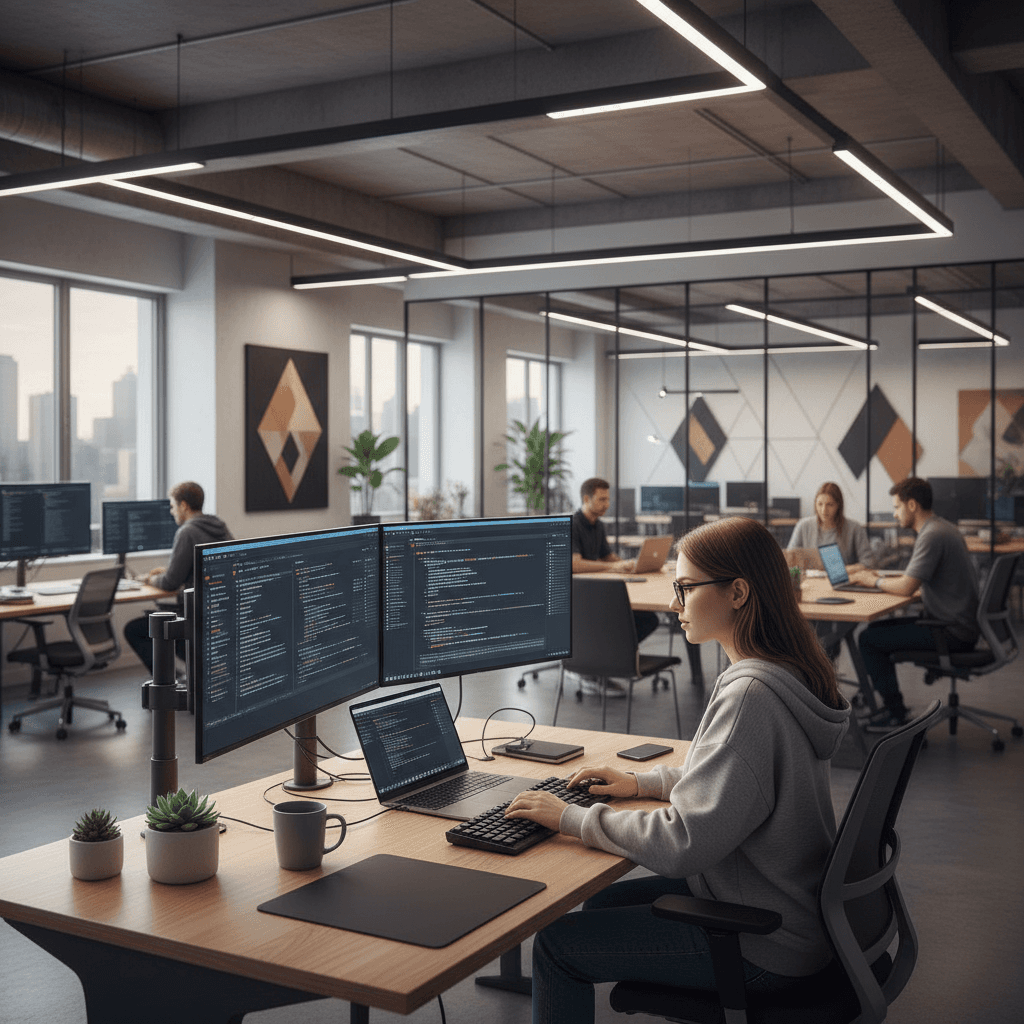 Desenvolvedor trabalhando em projeto de software